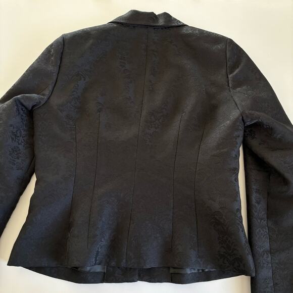 Nine West Black Floral Jacquard Button Down Blazer Jacket Size 10 - Picture 8 of 8